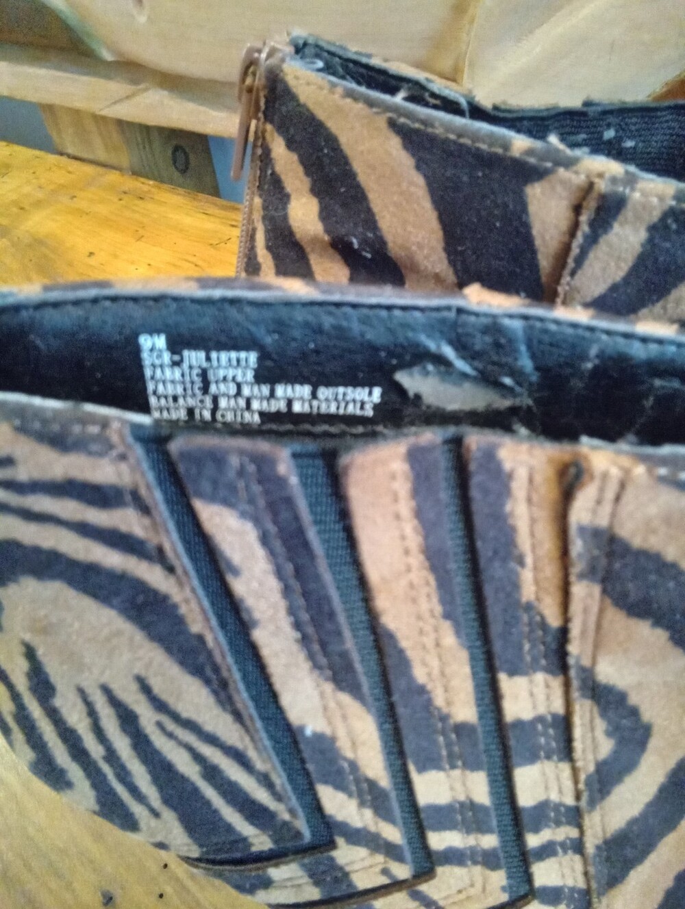 Sugar "Juliette" Size 9 Brown & Black Zebra Print 3" Wedge Ankle Boots - Picture 6 of 13